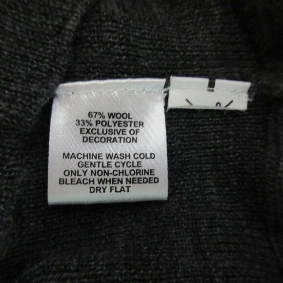 Ann Taylor LOFT Gray Thin Wool Blend Sweater Size M Petite Black Front Ruffle - Picture 5 of 6